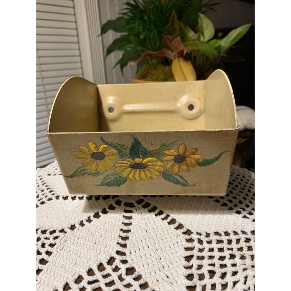 Antique Metal Superior DP1 Flour Bin Hand Painted Floral